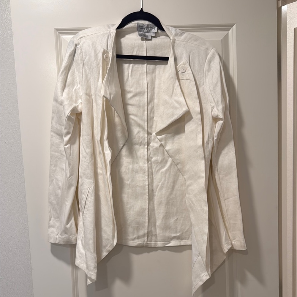 Elegant White Linen Women's Jacket